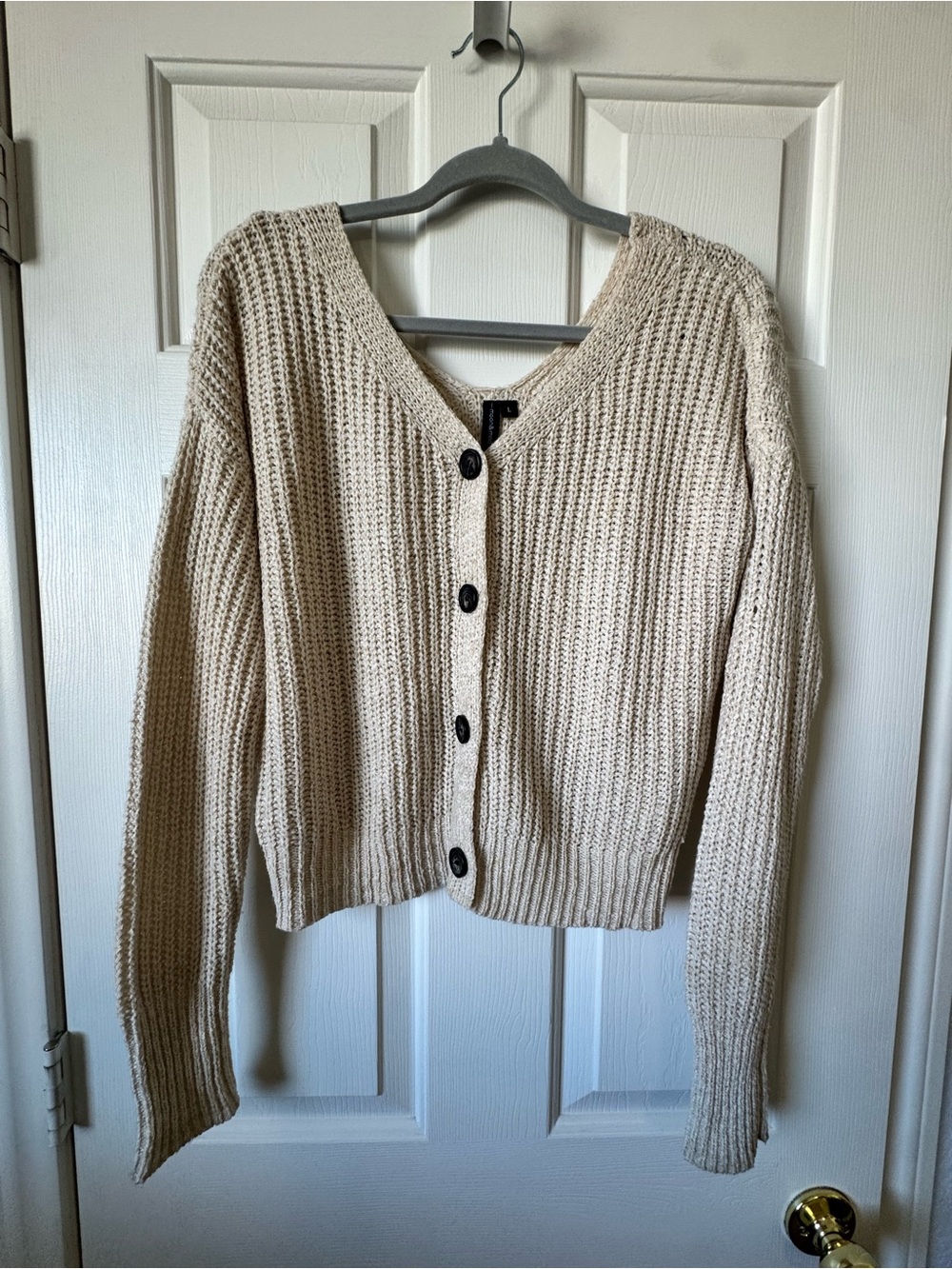 Cozy Cream Button-Front Women's Sweater Cardigan